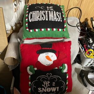 Festive Christmas and Snowman Pillow Set